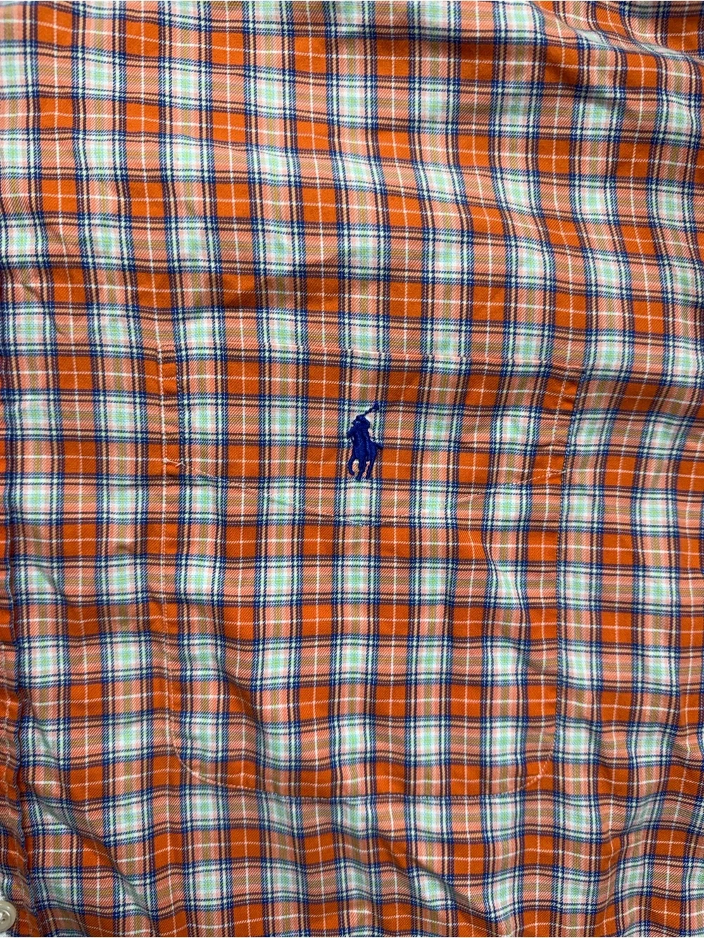 Polo by Ralph Lauren Orange and Blue Plaid Button-Down Shirt
